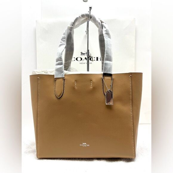 🔥🌺NWT! | Coach DERBY Tote Handbag Pebble Leather Latte Msrp:$350.00 - Picture 1 of 9